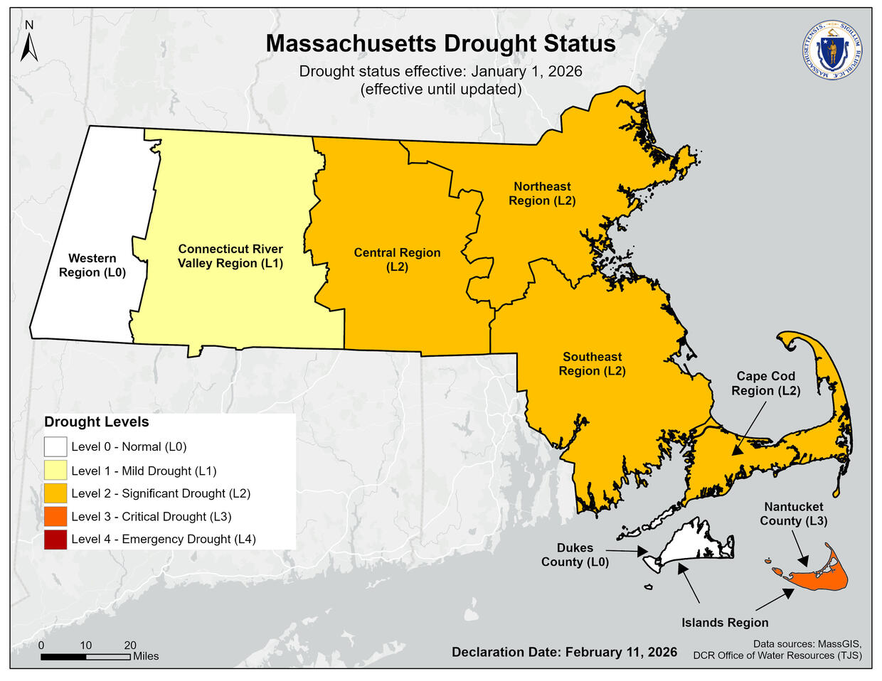 Level 2 Drought Status - Bridgewater MA